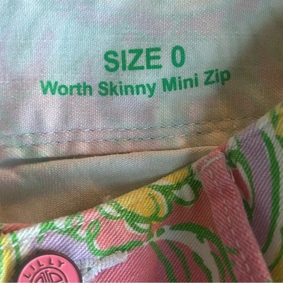 NWT Lilly Pulitzer Worth Skinny Mini Zip Pants 0 Multi Chin Chin Print - Picture 10 of 11